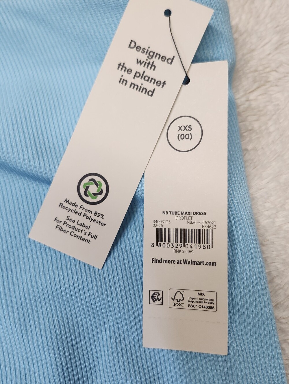 • NWT No Boundaries Tube Ribbed Maxi Dress XXS 00 Blue Droplet Side Slit Ruched - Picture 6 of 11